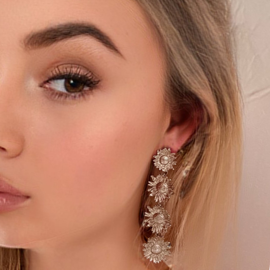 Sunflower Earrings Silver Classique Carries